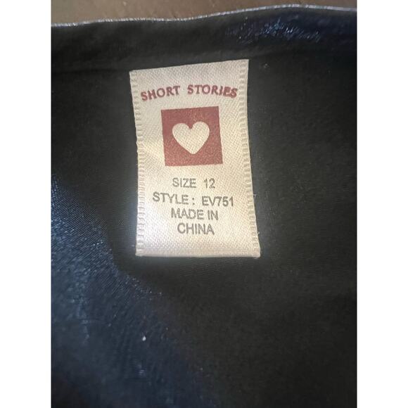 Short Stories Romantic Black Silk Slip Dress With Embroidered Flowers Size 12 - Picture 4 of 5